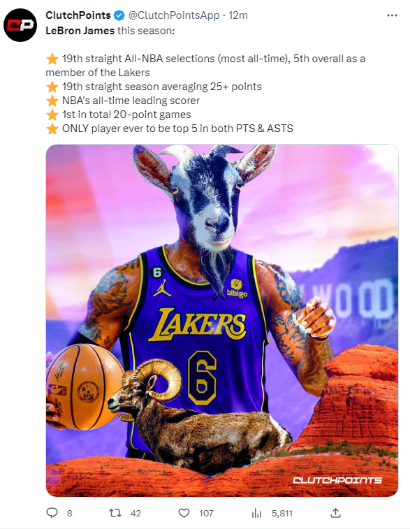 科比排除出GOAT討論引發(fā)無盡辯論，ClutchPoints流言板熱議